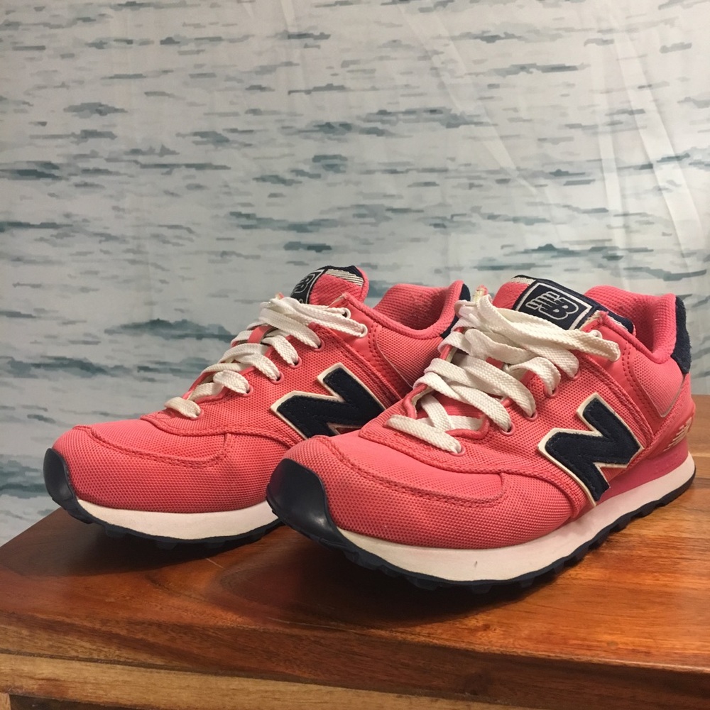 New Balance 574 pink backpack style shoes